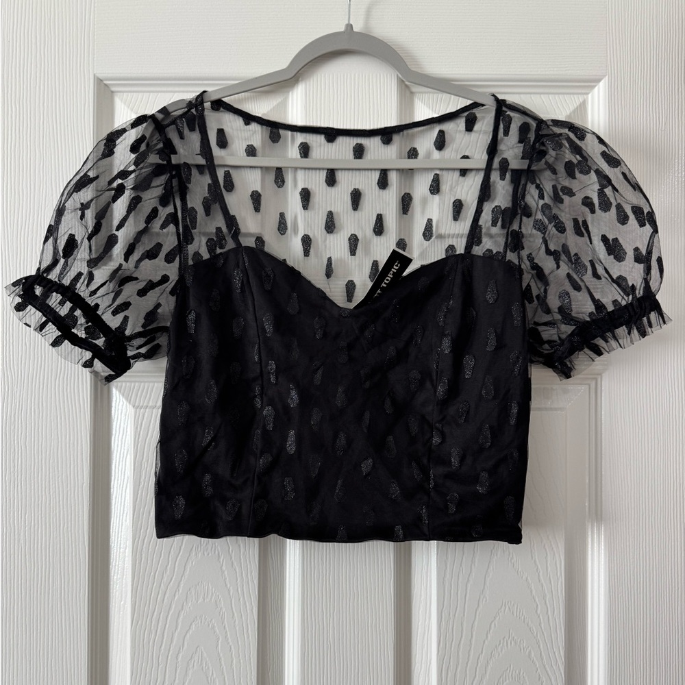 Hot Topic Coffin Glitter Mesh Top ✨NWT